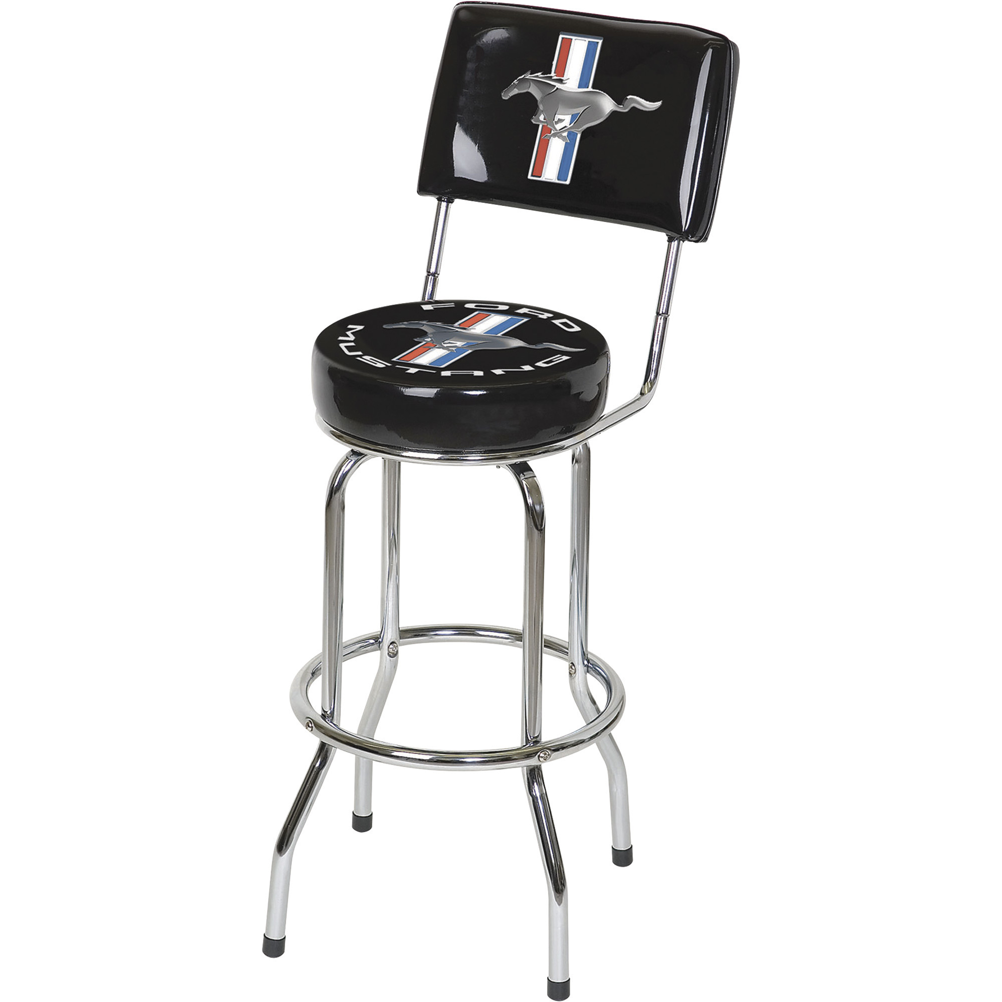 Ford Mustang Swivel Barstool with Backrest, Model# FRD-42203